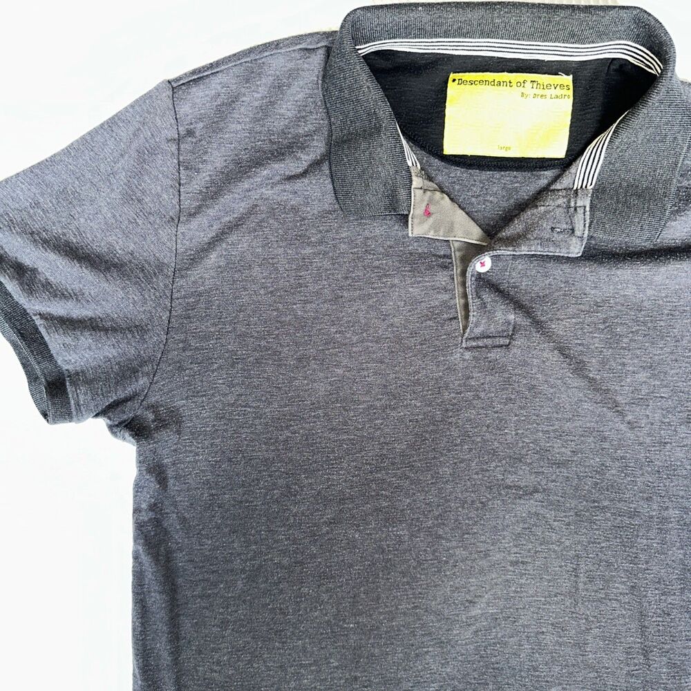 Descendant of Thieves Mens dark gray Cotton Polo Shirt Large Limited